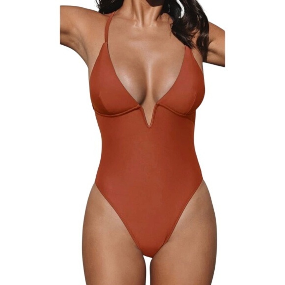 NEW Cupshe One Piece Large Swimsuit V Neck Criss Cross Back‎ Swim Beach